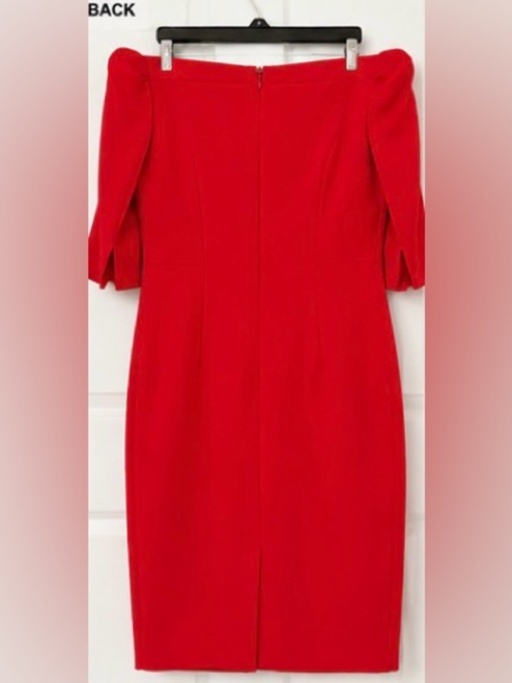 Milly Off-Shoulder Red Midi Sheath Dress - Picture 2 of 5